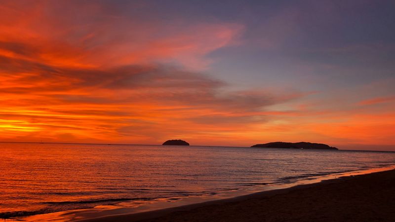 coast, sunset, waves, evening, beach, 4k