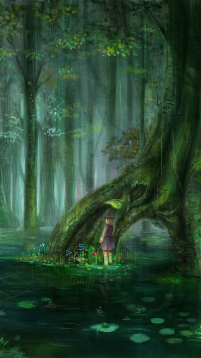 Anime Touhou, Forest, Little Girl, Child, Suwako Moriya, Fantasy, 750x1334