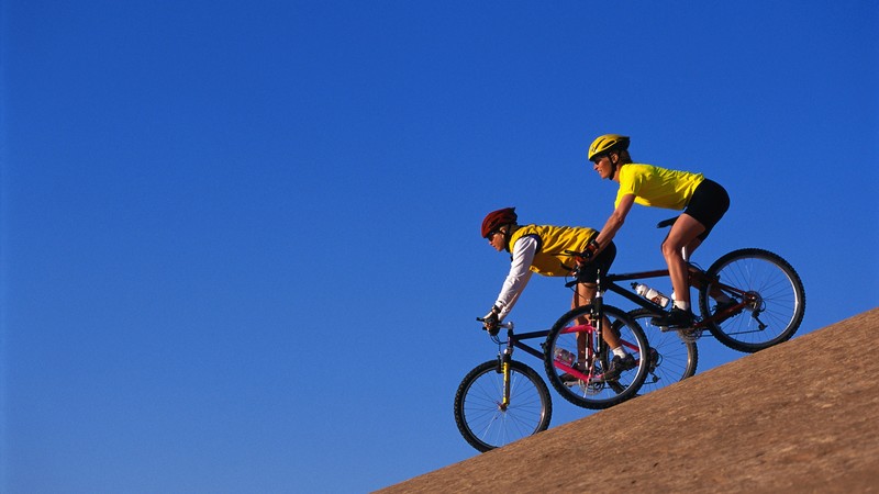 bicycle, blue, sky