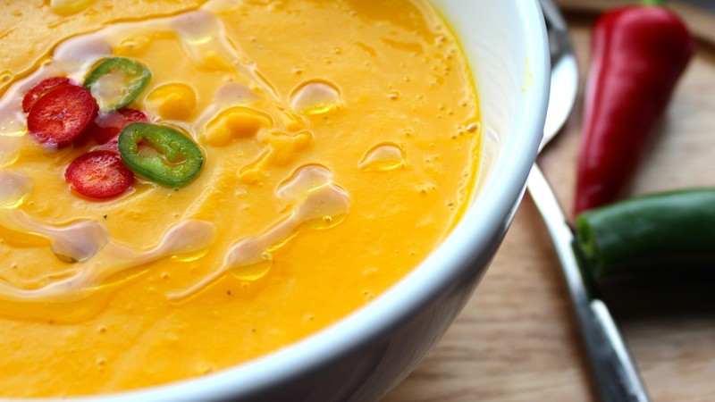 soup, cream, sour cream, pumpkin, chilli pepper