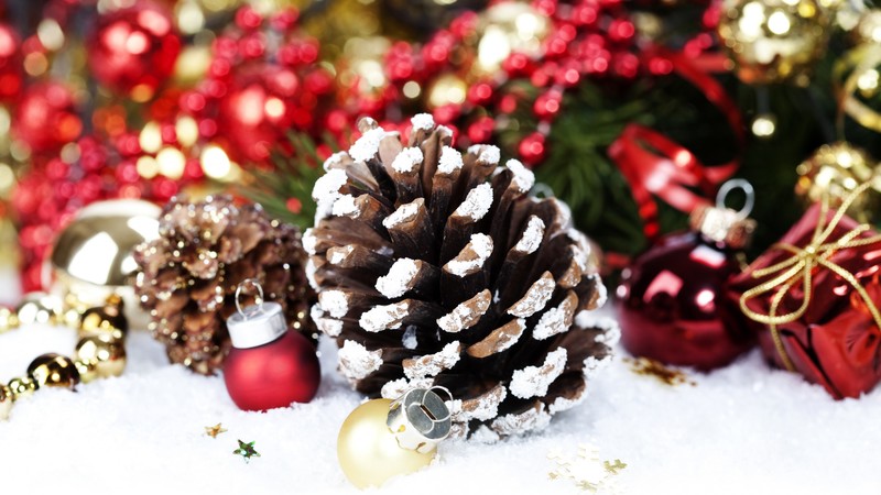 new year, christmas, decorations, balls, snow, winter, holidays, checkers, fir-tree