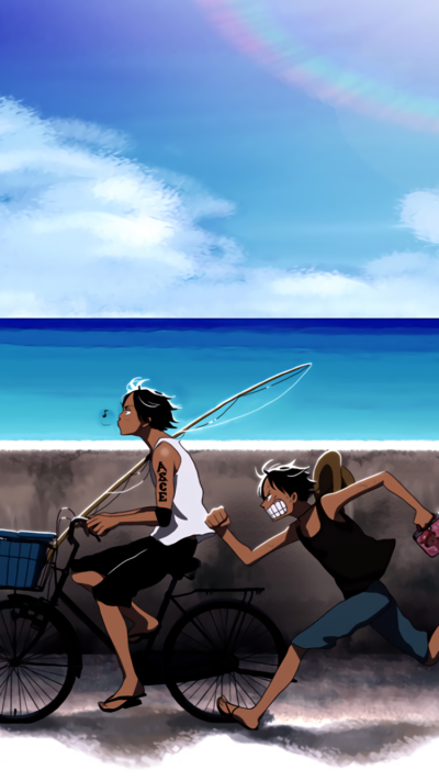 Anime One Piece, Portgas D. Ace, Monkey D. Luffy, 750x1334