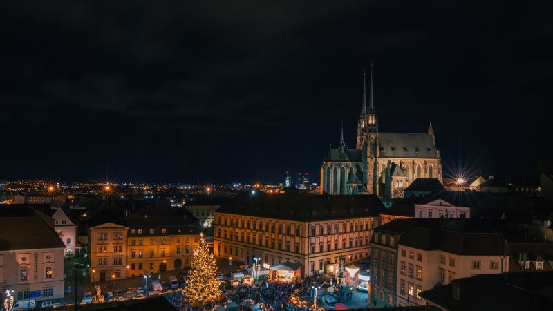 city, tower, roofs, night city, night, 4k