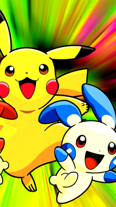 Anime Pokémon, Plusle (Pokémon), Minun (Pokémon), Pikachu, 750x1334