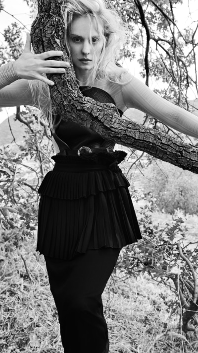 Celebrity Deborah Ann Woll, Monochrome, Black and White, Dress, 750x1334