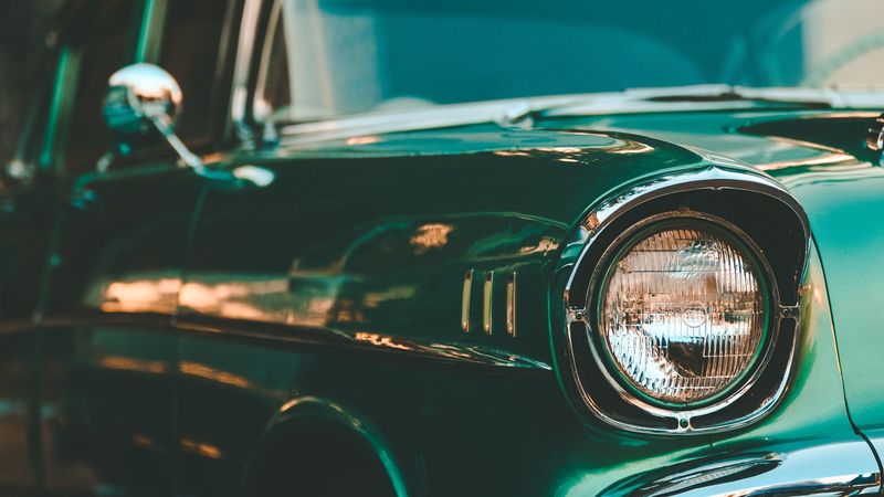 retro, car, headlight, vintage, 4k