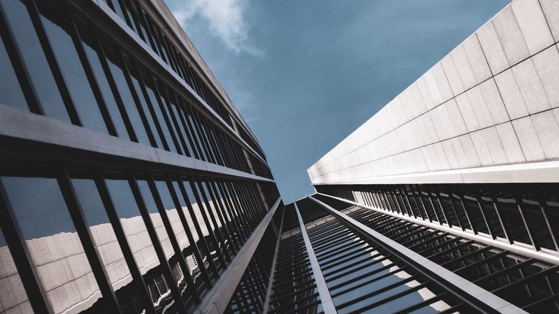 facade, bottom view, building, 4k