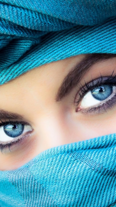 Women Eye, Blue Eyes, Scarf, 750x1334