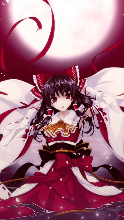 Anime Touhou, Reimu Hakurei, 750x1334