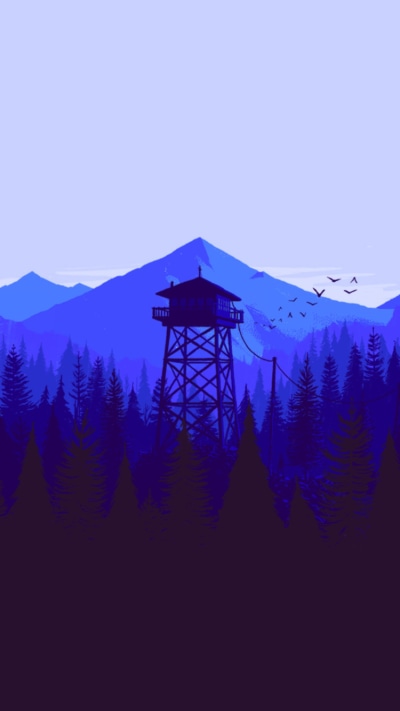 Video Game Firewatch, Forest, Blue, Mountain, 750x1334