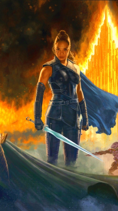 Movie Thor: Ragnarok, Loki (Marvel Comics), Hulk, Thor, Hela (Marvel Comics), Valkyrie (Marvel Comics), 750x1334