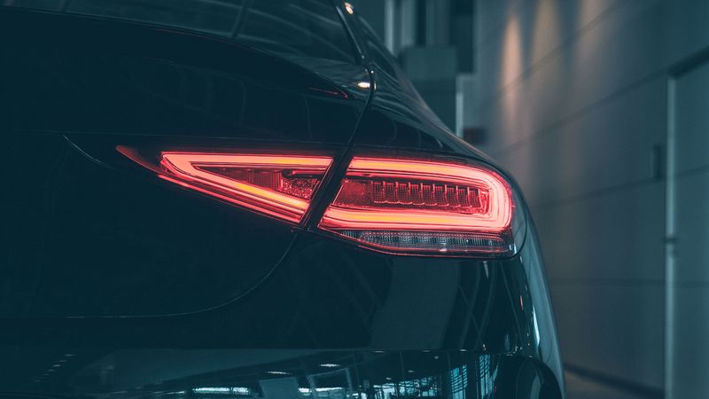 car, rear view, headlight, black, 4k