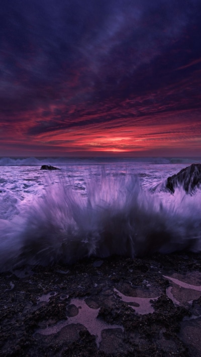 Earth Ocean, Nature, Horizon, Night, Cloud, Wave, 750x1334