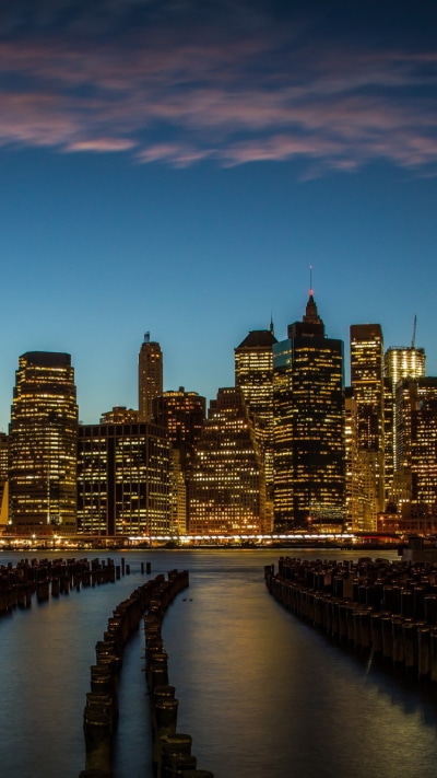 Man Made Manhattan, Light, Night, Building, Architecture, Cityscape, 750x1334