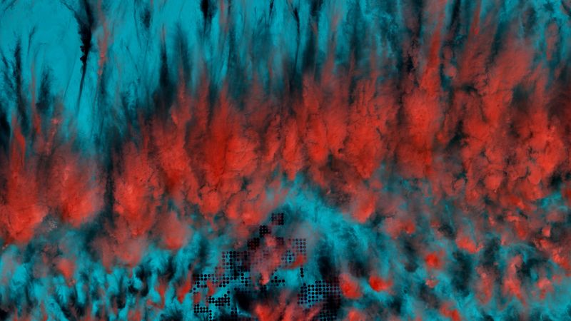colored smoke, stains, blue, red, 4k