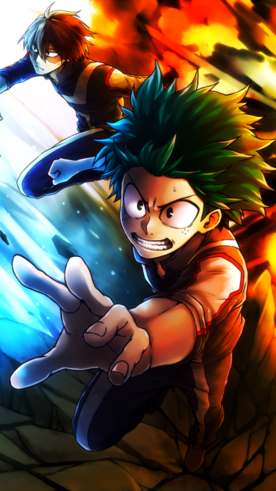 Anime My Hero Academia, Katsuki Bakugou, Izuku Midoriya, Shoto Todoroki, 750x1334
