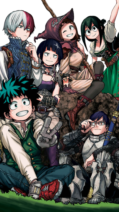 Anime My Hero Academia, Shoto Todoroki, Izuku Midoriya, Ochaco Uraraka, All Might, Eijiro Kirishima, 750x1334