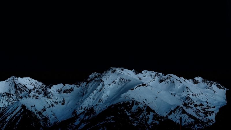 night, mountains, snowy, peaks, 4k
