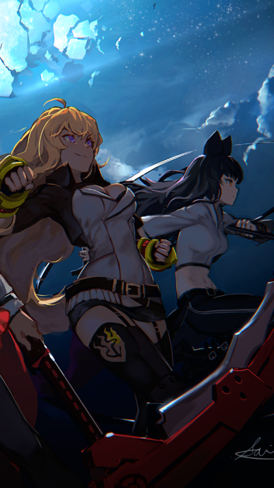 Anime RWBY, Blake Belladonna, Weiss Schnee, Ruby Rose (RWBY), Yang Xiao Long, 750x1334