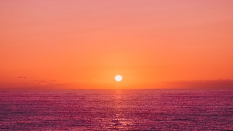 sunset, sun, horizon, gradient, 4k