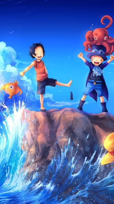Anime One Piece, Monkey D. Luffy, Portgas D. Ace, Sabo (One Piece), 750x1334