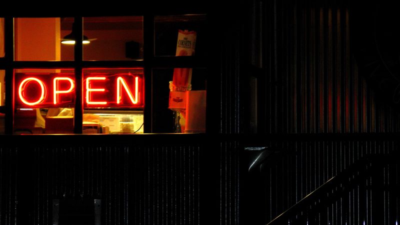 open, neon, signature, inscription, 4k