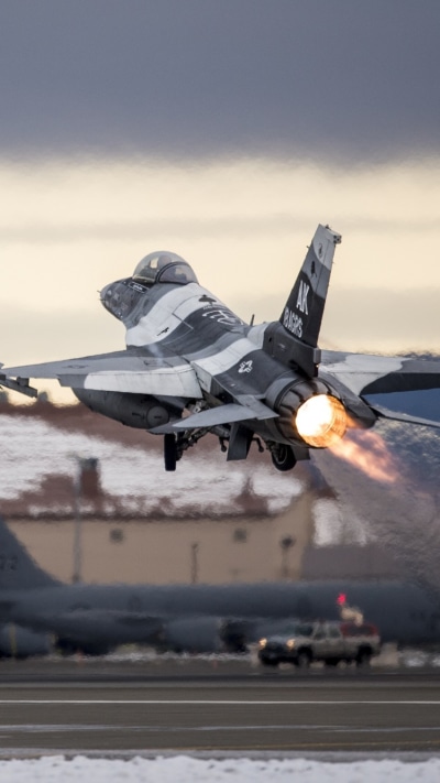 Military General Dynamics F-16 Fighting Falcon, Air Force, Airplane, Aircraft, Alaska, 750x1334