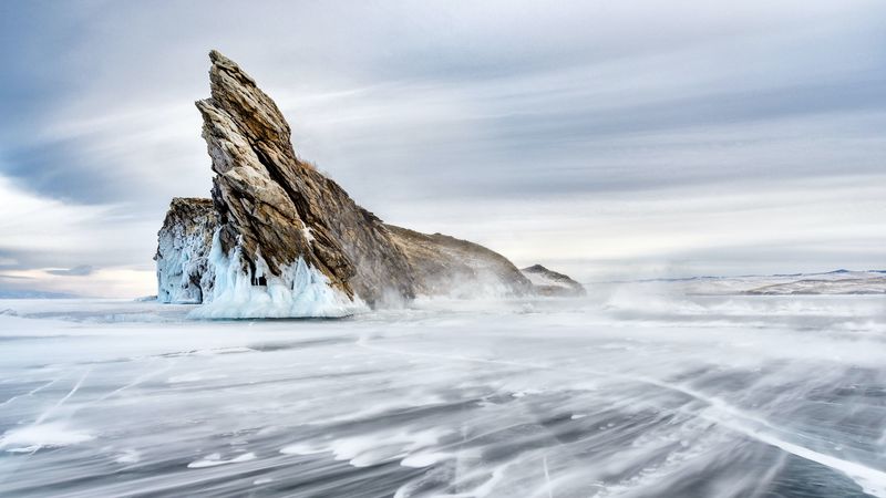rock, stone, ice, snow, snowy, 4k