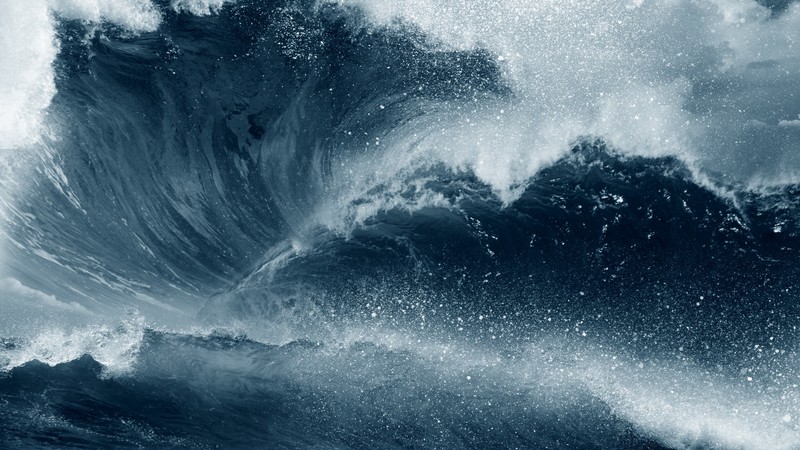 waves, water, ocean, blue, 4K