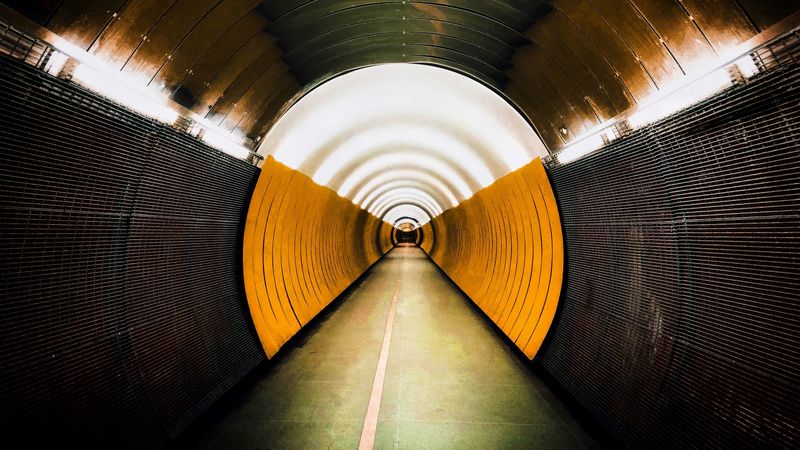 tunnel, light, backlight, perspective, 4k