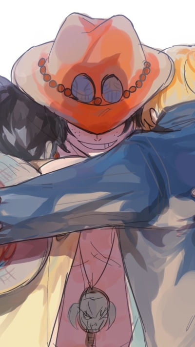 Anime One Piece, Black Hair, Portgas D. Ace, Monkey D. Luffy, Sabo (One Piece), Hat, 750x1334
