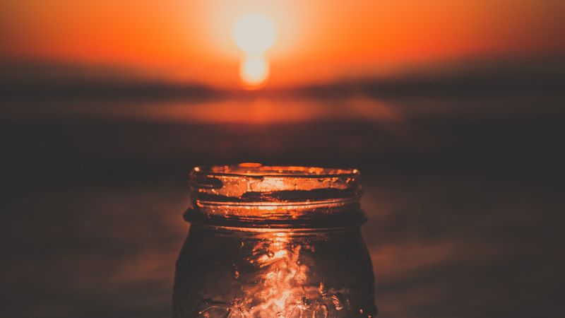 bank, sunset, glare, 4k