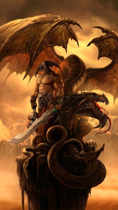 Fantasy Dragon, Sword, Warrior, 750x1334