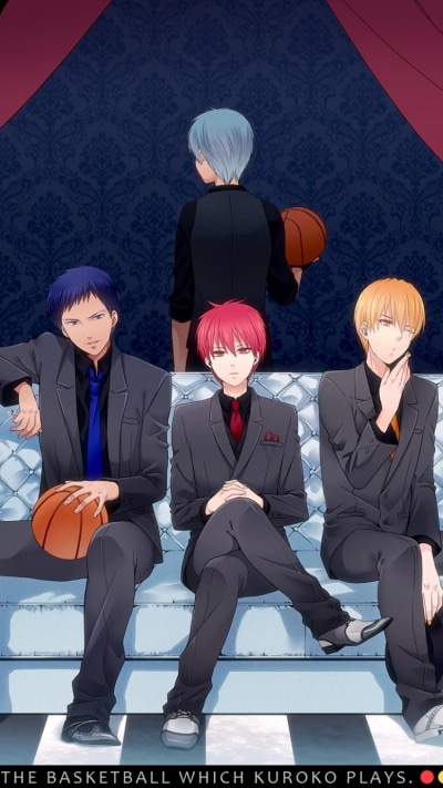 Anime Kurokos Basketball, Ryōta Kise, Daiki Aomine, Shintarō Midorima, Seijūrō Akashi, Atsushi Murasakibara, 750x1334