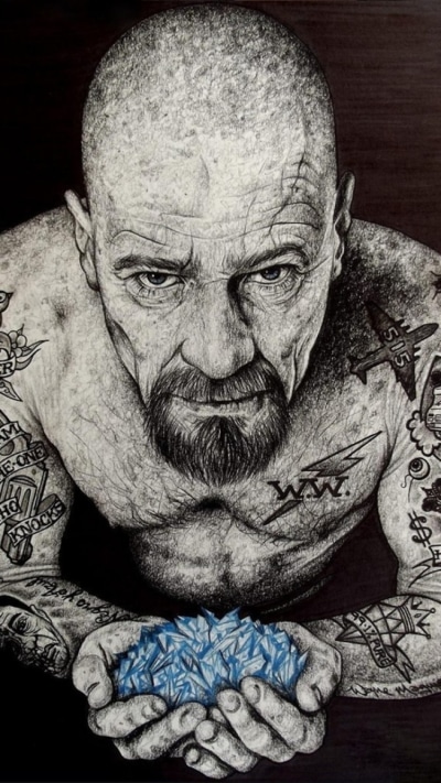 TV Show Breaking Bad, Walter White, Tattoo, Gun, Jesse Pinkman, 750x1334