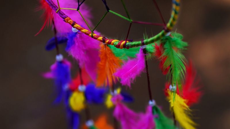 dreamcatcher, multi-color, feathers, bright, 4k