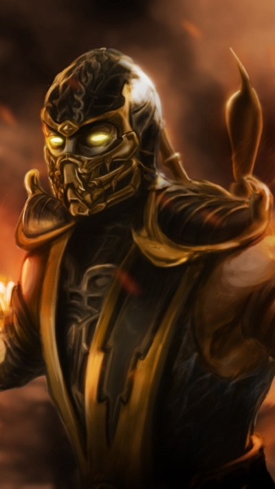 Video Game Mortal Kombat, Scorpion (Mortal Kombat), Warrior, Fire, 750x1334