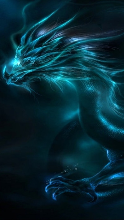 Fantasy Dragon, Blue, 750x1334