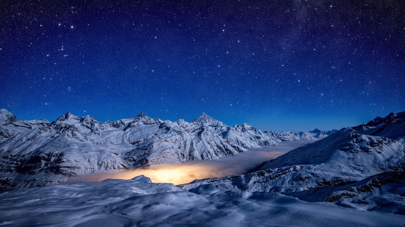 night, mountains, sky, stars, 4k