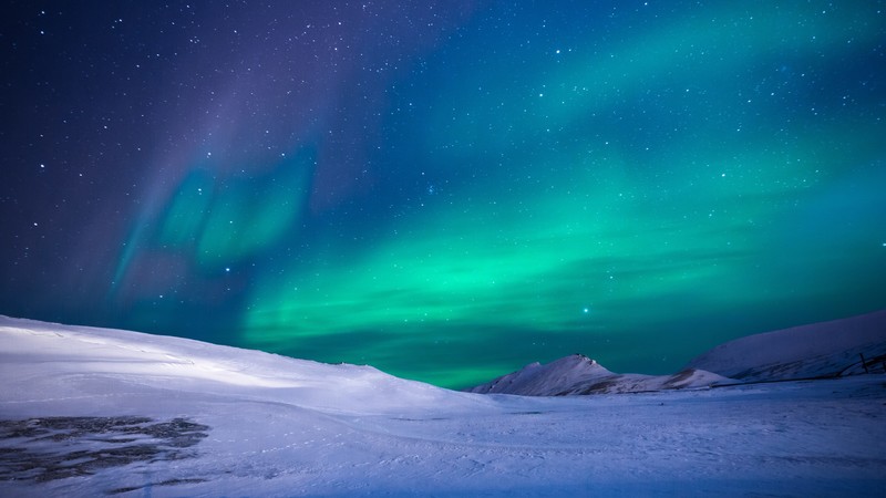 northern lights, sky, winter, mountains, 4K