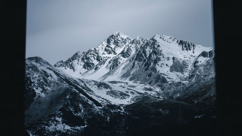 mountains, snowy, peaks, rocks, 4k