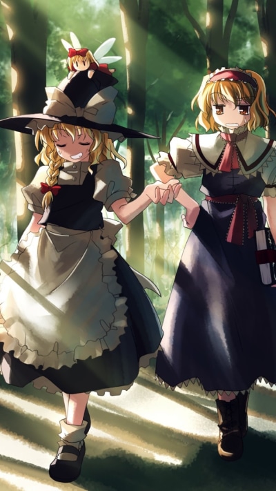 Anime Touhou, Marisa Kirisame, Witch, Alice Margatroid, 720x1280