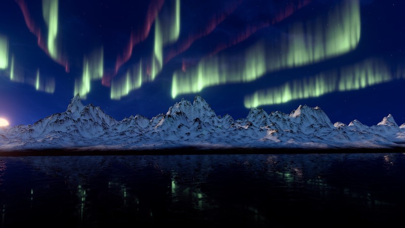 northern lights, mountains, 4k