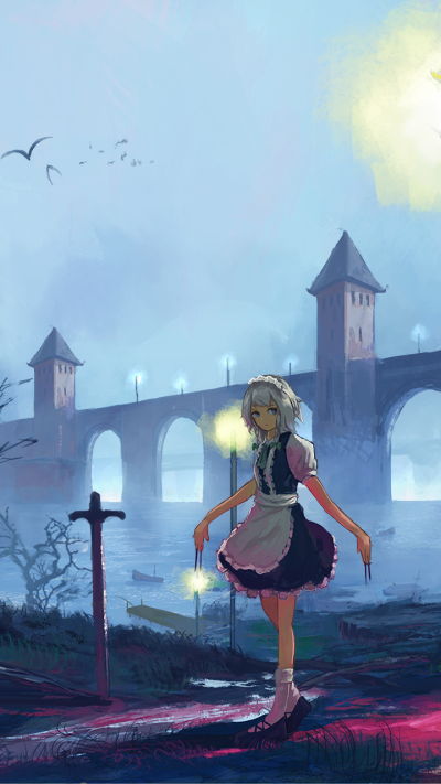 Anime Touhou, Sakuya Izayoi, 720x1280