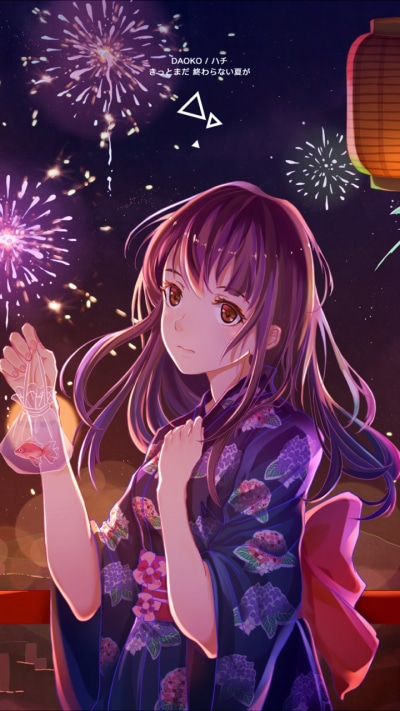 Anime Uchiage Hanabi, Shita kara Miru ka? Yoko kara Miru ka?, Fireworks, Kimono, Nazuna Oikawa, 720x1280
