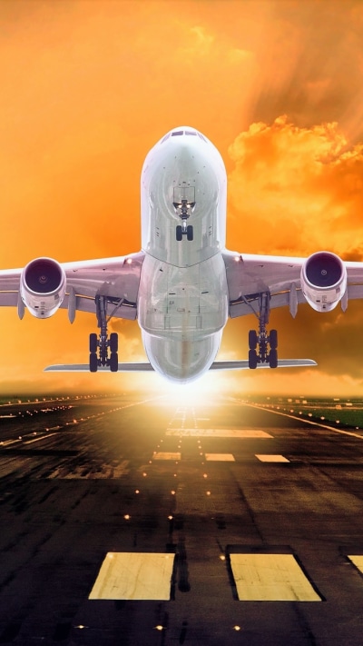 Vehicles Aircraft, Airplane, Sunset, Orange (Color), Passenger Plane, 720x1280