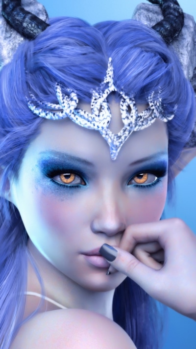 Fantasy Demon, Blue Hair, Elf, 720x1280