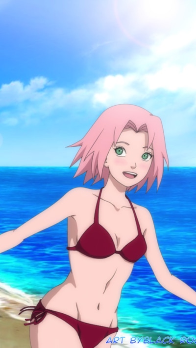Anime Naruto, Sakura Haruno, Beach, 720x1280