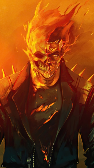 Comics Ghost Rider, Skull, Flame, 720x1280