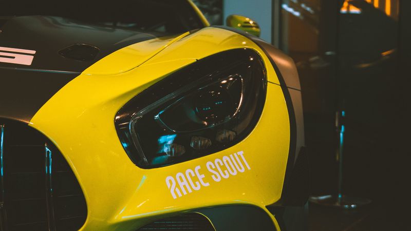 lamborghini, sports car, headlight, yellow, 4k